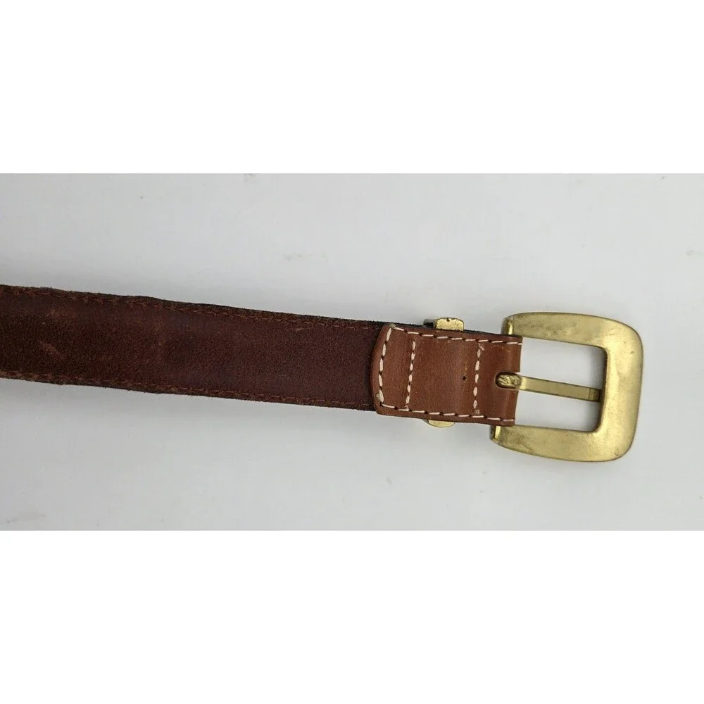 Fossil Patchwork Leather Belt Women Multicolor Brass‎ Buckle Size Large 30-34 in